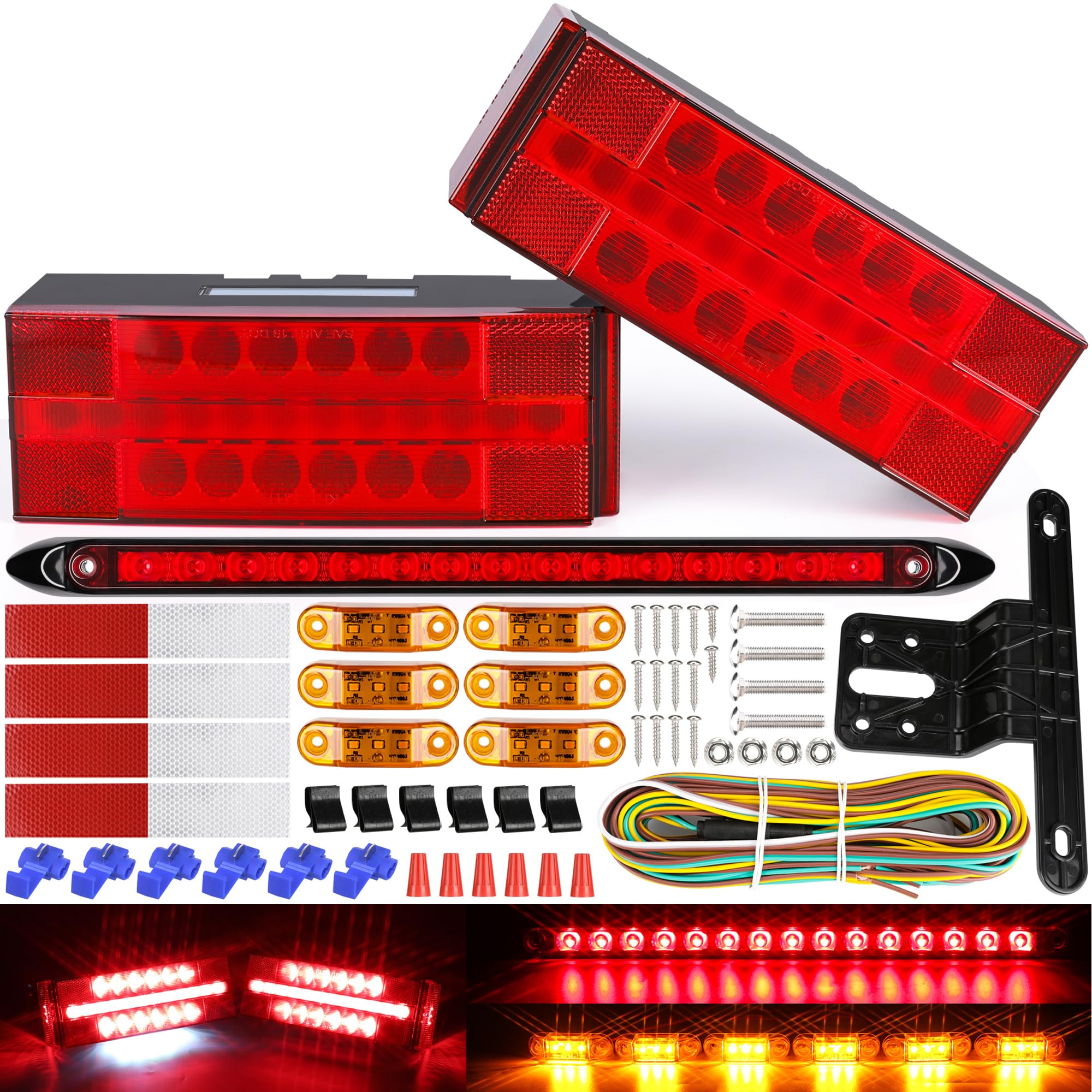 Photo 1 of RONSTA Boat LED Trailer Lights Kit and Light Bar with Wiring Harness Combined Stop, Tail Lights, Amber Trailer Marker Lights, Boat Trailer for Camper Truck Snowmobile