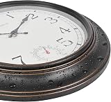 Crosstime 18 Inch Outdoor Clock with Thermometer Waterproof Bronze Garden Clock view 8