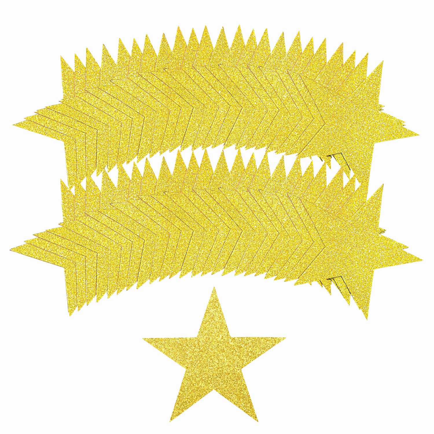 Photo 1 of 108 Pcs Glitter Gold Star Cutouts 6 Inch Cardboard Stars Cut-Outs Wall Decor for Christmas Birthday Classroom Bulletin Board Party Supplies