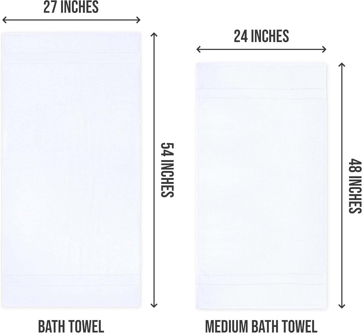 Utopia Towels Medium Cotton Towels, White, 24 x 48 Inches Towels for Pool, Spa, and Gym Lightweight and Highly Absorbent Quick Drying Towels, (Pack of 6): Home & Kitchen