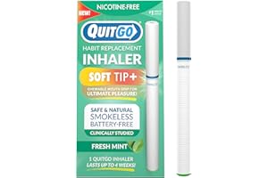 QuitGo Habit Replacement Inhaler with Soft Tip Chewable Mouth Grip, Oral Fixation Support, Clinically Studied Made in USA (Fresh Mint,1 Pack)