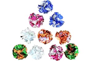 Andiker 10PC Cat Crinkle Balls, 2.36 Inches 5 Colors Kitten Balls Interactive Cat Toys for Indoor Cats to Chew, Chase, Swat, Bite, Hunt to Kill Time and Keep Fit(10 pcs)