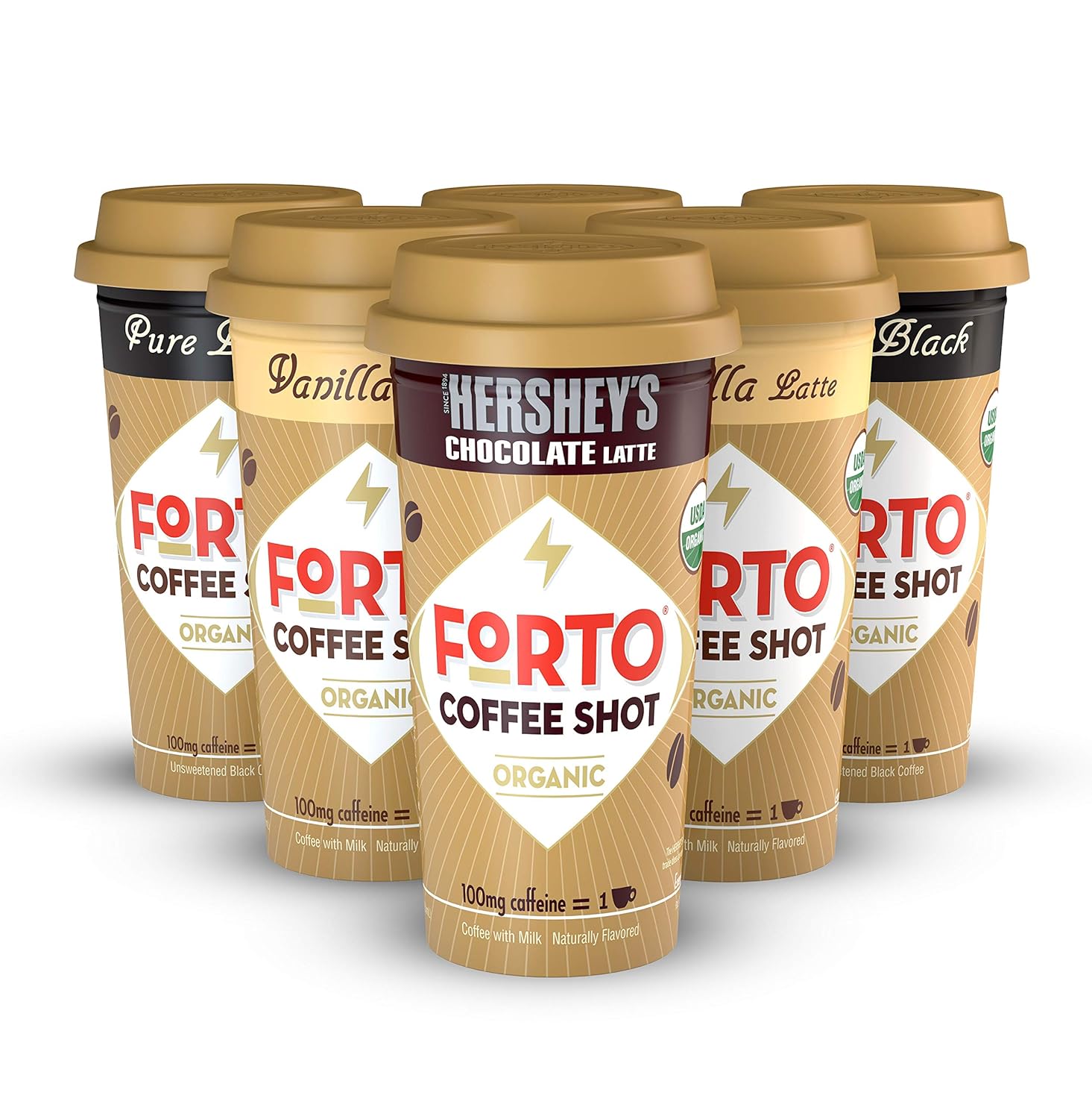 Forto Coffee Shots 100mg Caffeine Variety Pack Ready To Drink On The Go High Energy Cold Brew Coffee Fast Coffee Energy Boost 6 Pack - 