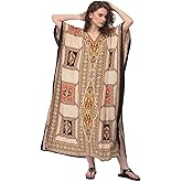 Oussum Women Kaftan Plus Size Polyester Summer Lightweight Caftan Swimsuit Cover Ups Maxi African Mumu Lounge House Dress