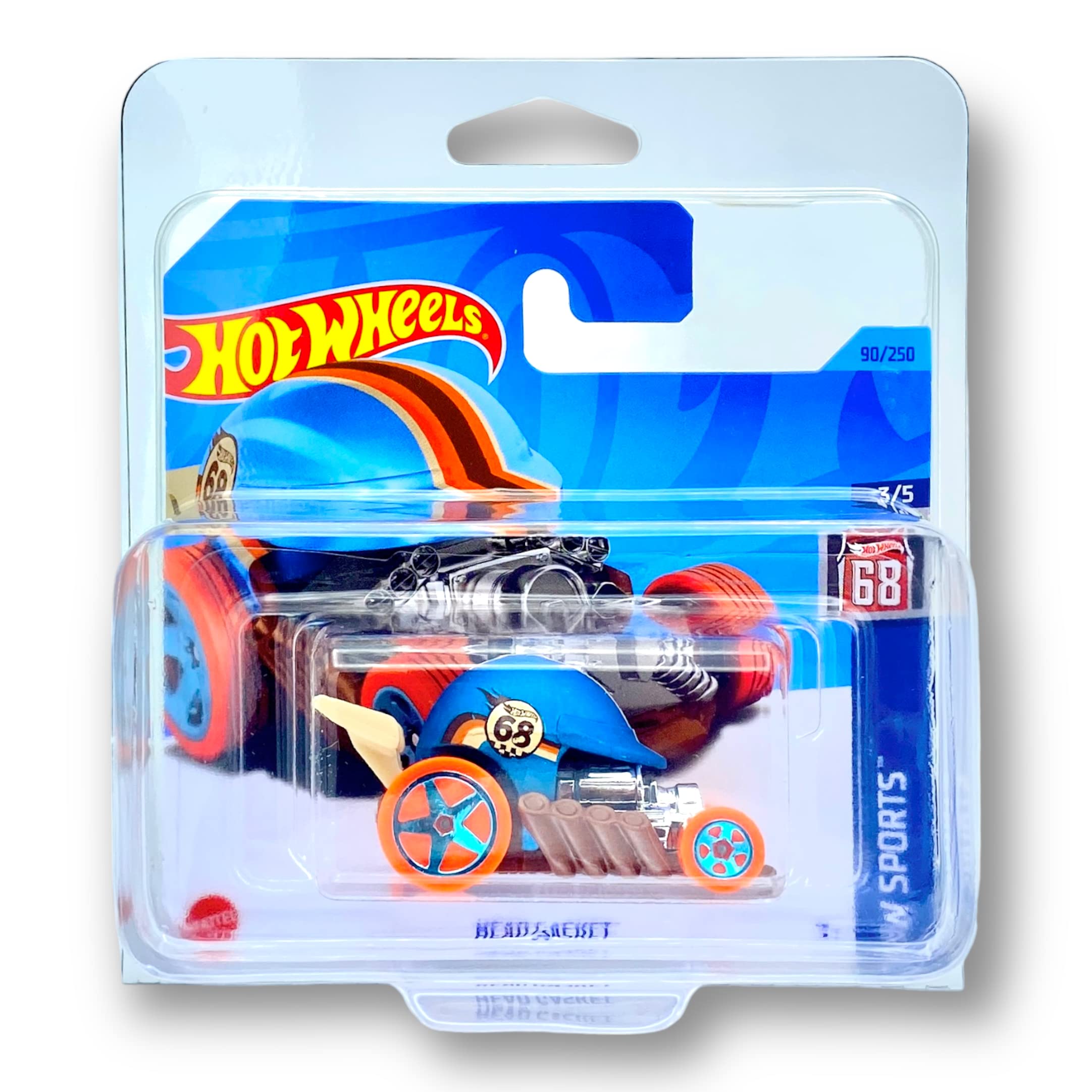 Hot Wheels Head Gasket (Blue & Orange) 3/5 HW Sports 2023-90/250 (Short Card) - COMES IN A KLAS CAR KEEPER PROTECTIVE COLLECTORS CASE - HKH81