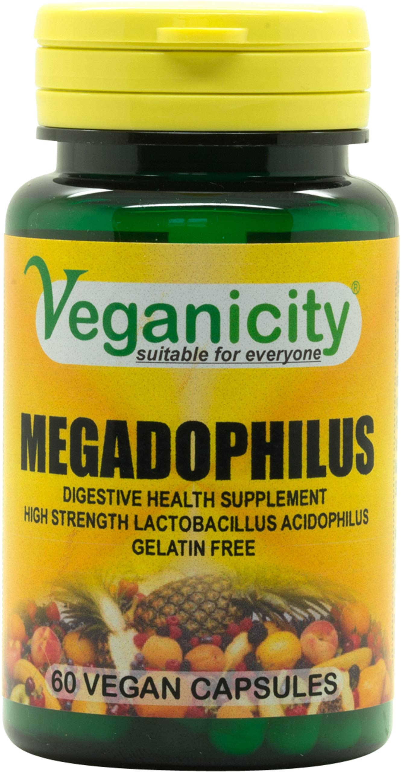 Veganicity Megadophilus : 1.25 Billion Pro-biotic Digestive Health Supplement : 60 Vcaps