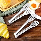 FANTESI 4 Pcs 7in Stainless Steel Kitchen Tongs Food Serving Buffet Frying view 6