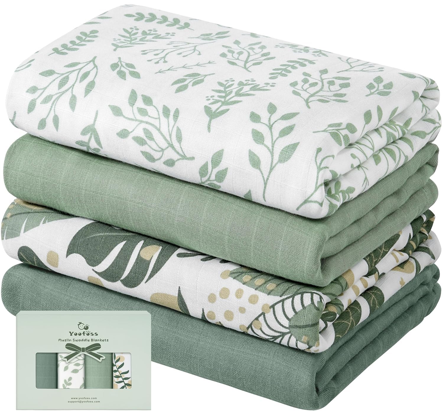 Photo 1 of Yoofoss Organic Muslin Swaddle Blankets, Baby Blankets, 47 x 47 Inches Receiving Blanket for Baby Boys and Girls, Baby Essentials for Newborns Soft Breathable