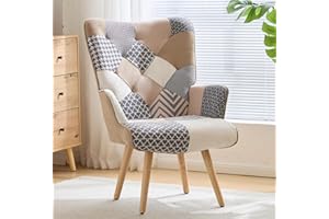 Zedachica Plaid Accent Armchair Upholstered Reading Chair Single Living Room Chair Mid Century Modern Chair with Wood Legs Bo