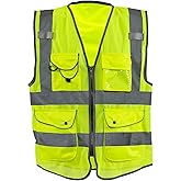 Neiko High Visibility Safety Vest ANSI Class 2, 9 Pockets