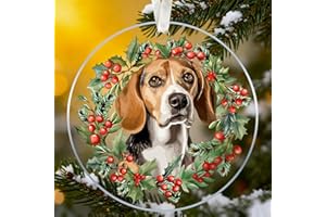 Beagle Christmas Ornament 2025 - Dog Christmas Ornaments, Large Size 3.94 in Personalized Pet Ornament for Xmas Tree Decor, G