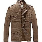 WenVen Men's Lightweight Military Style Jacket Twill Cotton Windbreaker