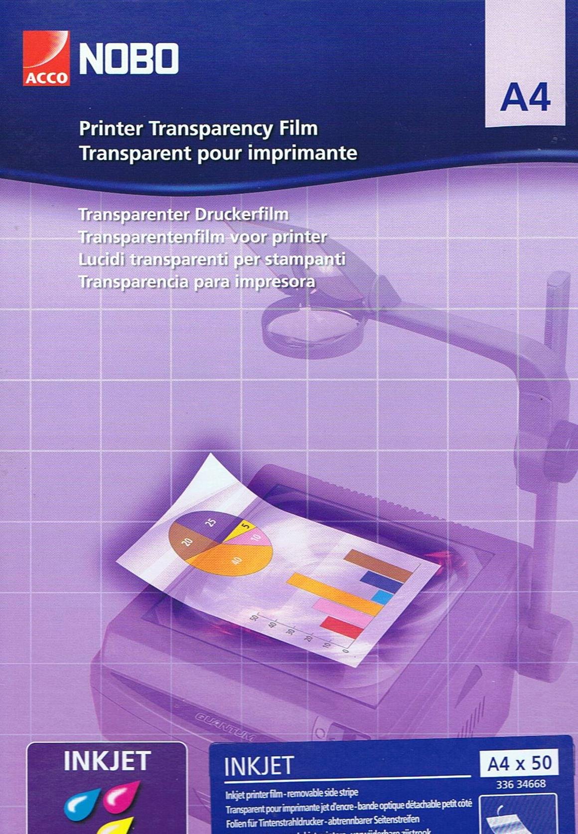 Nobo Overhead Projector Inkjet Printer A4 - Pack of 50