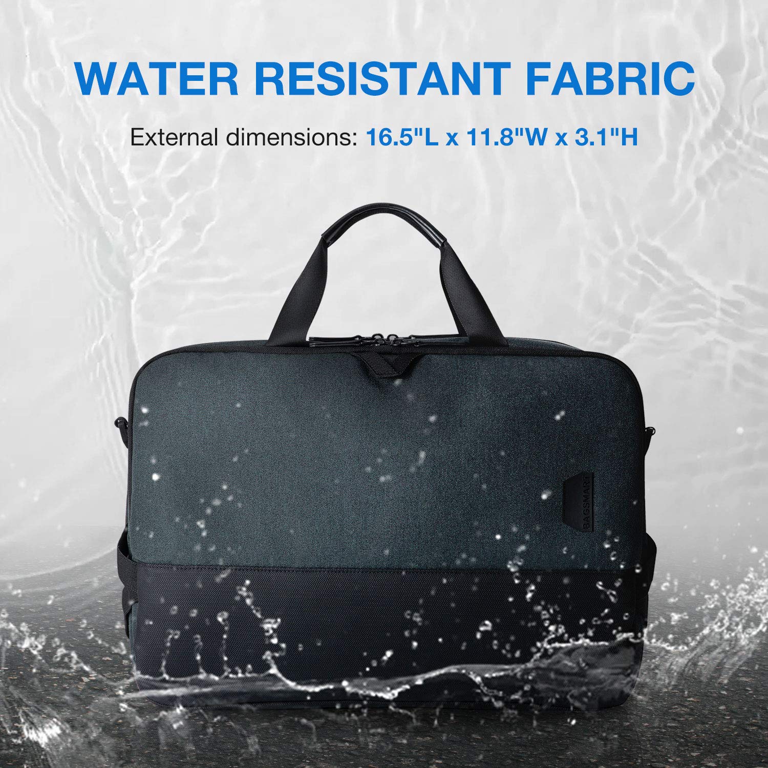 BAGSMART Laptop Bag, 15.6 Inch Computer Bag, Water Resistant Laptop Briefcase, RFID Blocking Messenger Shoulder Bag, Laptop Case for Men, Business, School, Travel, Blue