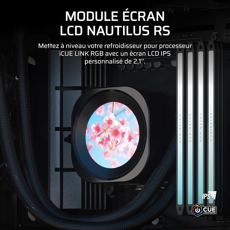 Nautilus RS LCD Module D'écran – pour refroidisseurs pour processeur AIO Nautilus RS et Nautilus RS ARGB – Écran LCD IPS de 5,3 cm – Installation Facile et sans Outil - Noir