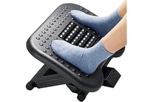 HUANUO Foot Rest for Under Desk at Work, Adjustable Footrest with Massage Texture and Roller, Ergonomic Foot Stool with 3 Hei