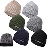 Geyoga 6 Pack Mens Beanie Hats Bulk Winter Warm Thermal Fleece Lined Beanie Waterproof Knit Hat Skull Cap for Cold Weather
