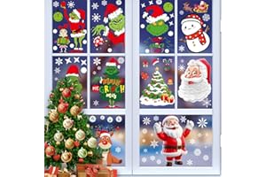 Wohohoho 11 Sheets Christmas Decorations Window Clings. 140Pcs Xmas Window Decals for Glass with Windows Christmas Elf Faces,