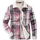 Fozexi Women's Sherpa Lined Jackets Sherpa Turn-Down Collar Full Zip Fleece Flannel Jacket for Women Trendy