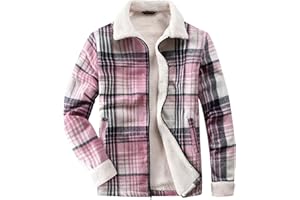 Fozexi Women's Sherpa Lined Jackets Sherpa Turn-Down Collar Full Zip Fleece Flannel Jacket for Women Trendy