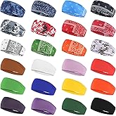24 Pcs Sports Headbands for Men Women Sweatbands Non Slip Moisture Wicking Headband Breathable Head Band Fitness Stretchy Unisex Hairband for Running Hiking Cycling Yoga