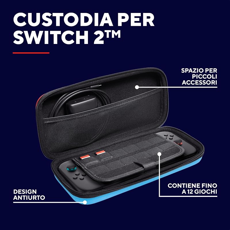 Custodia Nintendo Switch 2, Cover Protettiva, Rosso/Blu