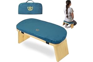 Florensi Meditation Bench - Bamboo Wood, Foldable Meditation Stool with Cushion & Travel Bag - Prayer Kneeler Chair for Yoga or Sitting