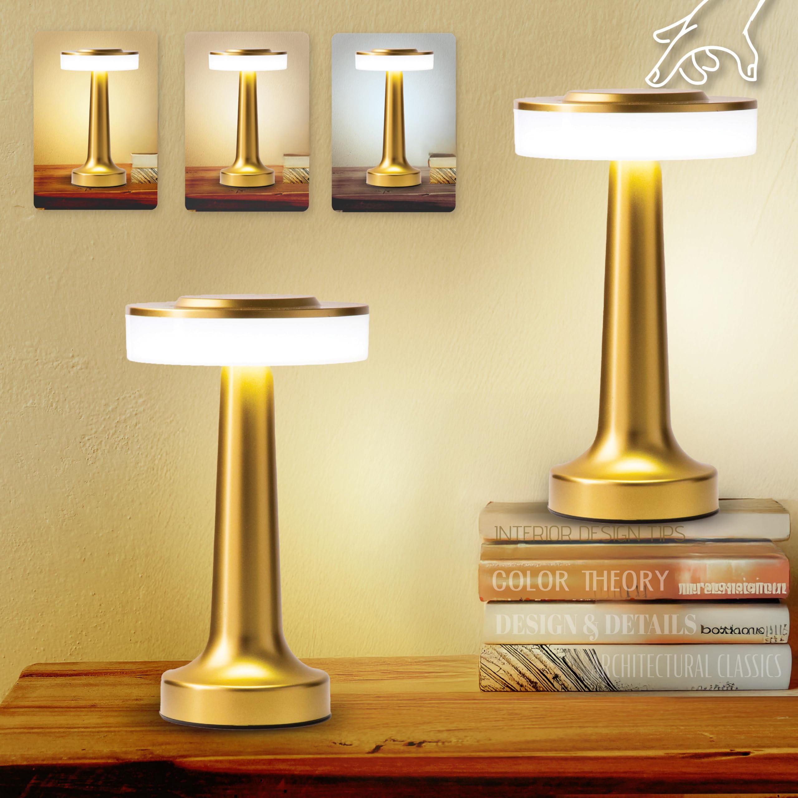 Photo 1 of ***MISSING ONE LAMP**Bell+Howell 2 Pk Elegant Cordless Table Lamp, LED Wireless Lamp for Bedroom, Wireless Lamps for Tables Cordless Table Lamps, Rechargeable Lamp for Desk, Kitchen, Bedroom & More with 3 Light Colors