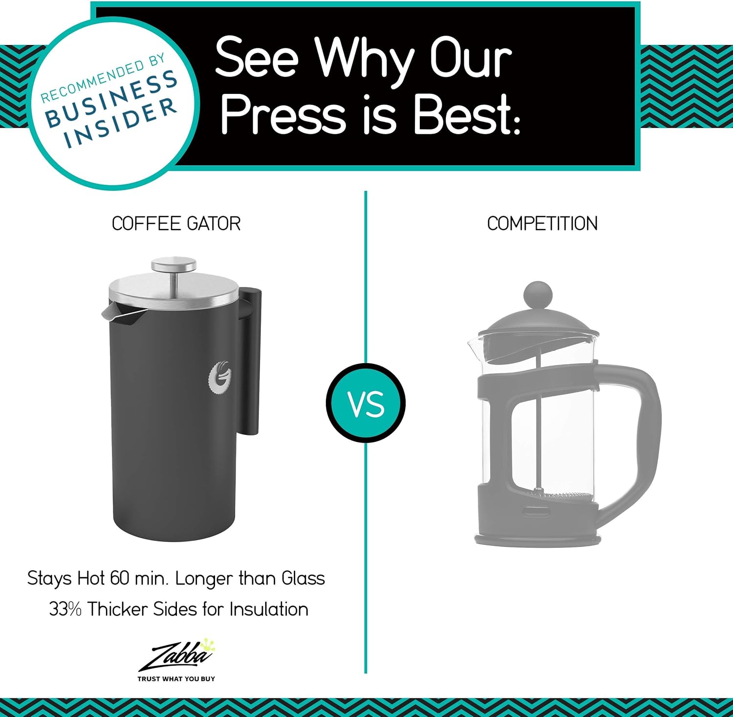 Cafetiere Coffee Maker Vacuum Insulated French Press with Mini