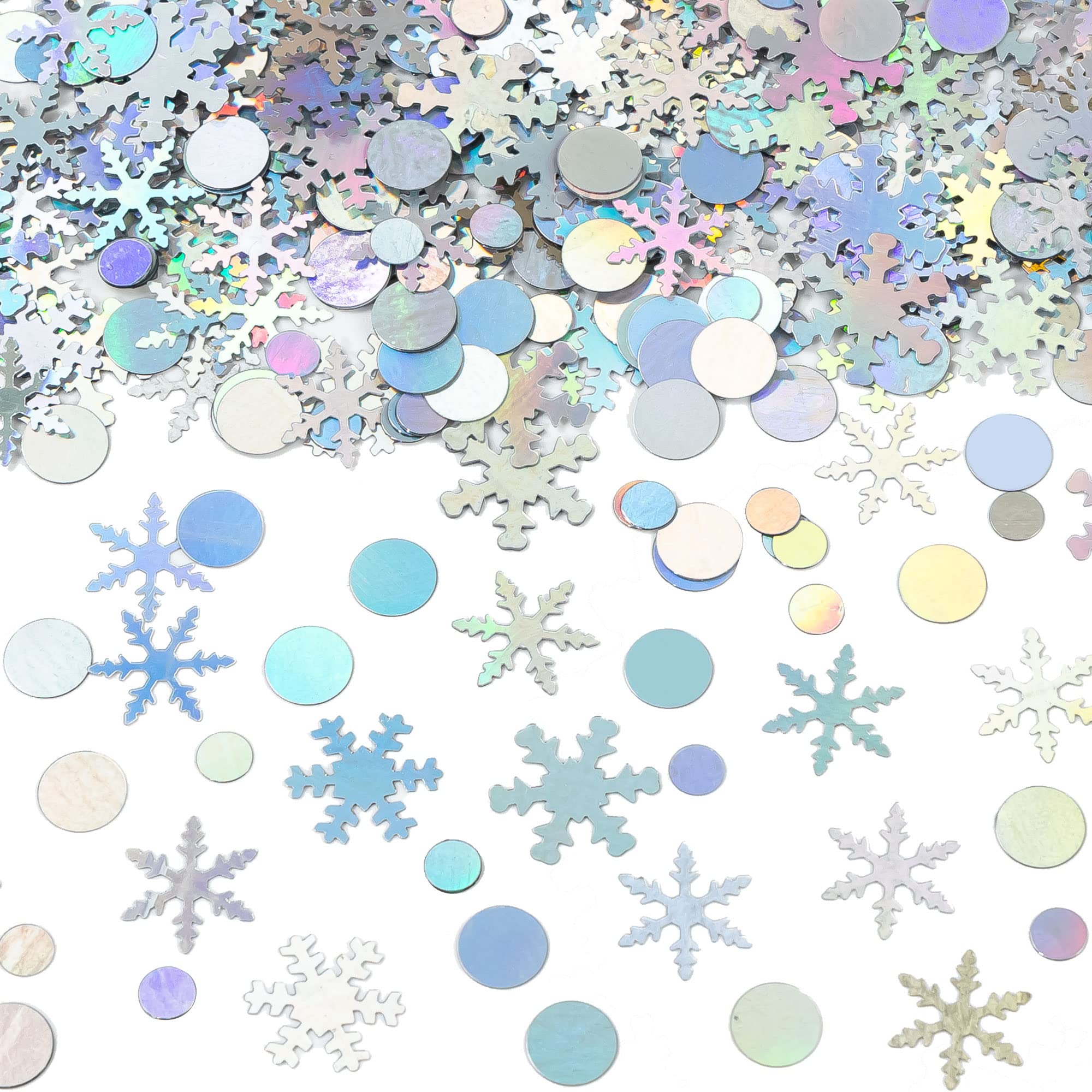 Gyufise 1500Pcs Silver Snowflakes DIY Confetti Winter Table Confetti Snow for Holiday Xmas Wedding Winter Wonderland Frozen Party Christmas Party Sprinkles Decorations