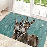 ainori Happy Donkey Indoor Door Mat 29.5x17in,Non Slip Backing Cute Farm Animal Teal Floor Mat,Non Woven Entryway Rug,Welcome Mats Decor,for Entrance Inside Porch Bedroom Kitchen,Doormats Gifts