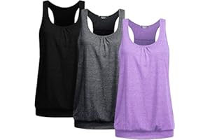Beyove 3 Pack Racerback Tank Tops for Women Yoga Athletic Workout Tops Sleeveless Loose Fit Muscle Shirts Activewear