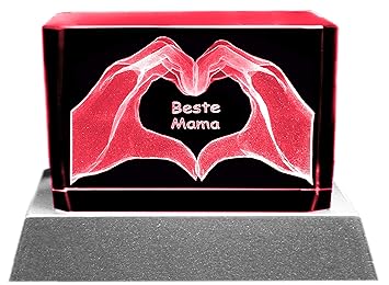 Kaltner Präsente Stimmungslicht - Ein ganz besonderes Geschenk: LED Kerze/Kristall Glasblock / 3D-Laser-Gravur Motiv Beste Ma