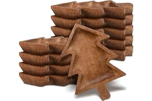 Nosiny 10 Pcs Wooden Dough Bowls Wood Tree Shaped Bowl Tree Dough Bowl Bulk Farmhouse Dough Bowl Candles Decoration for Home Dining Holding Candles Making Bread Fruits Table Supplies