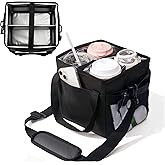 Reusable Drink Carrier with Handle,4 Cup Water Bottle Holder with Strap & Adjustable Dividers,Upgraded Portable Foldable Water Bottle Bag with Dual Elastic Straps, Leak-Proof,Coffee Cup Holder