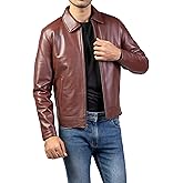 Jild Polo Collar Premium Leather Jacket Men - Old School Classic Style Everyday Wear Real Lambskin Mens Leather Jacket