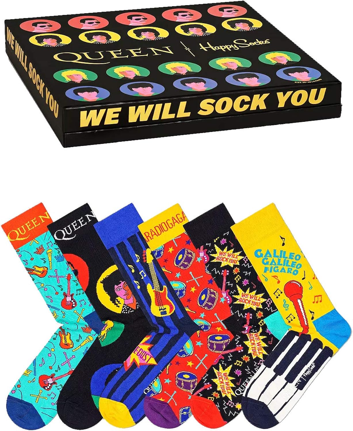 Happy Socks Queen Socks 6 Pack Gift Box for Men and Women at Amazon