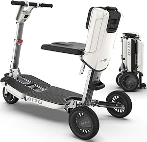 ATTO Folding Mobility Scooter by Moving Life, Full-Size Portable Electric Scooter for Adults, Lightweight Lithium Battery, Airline Approved