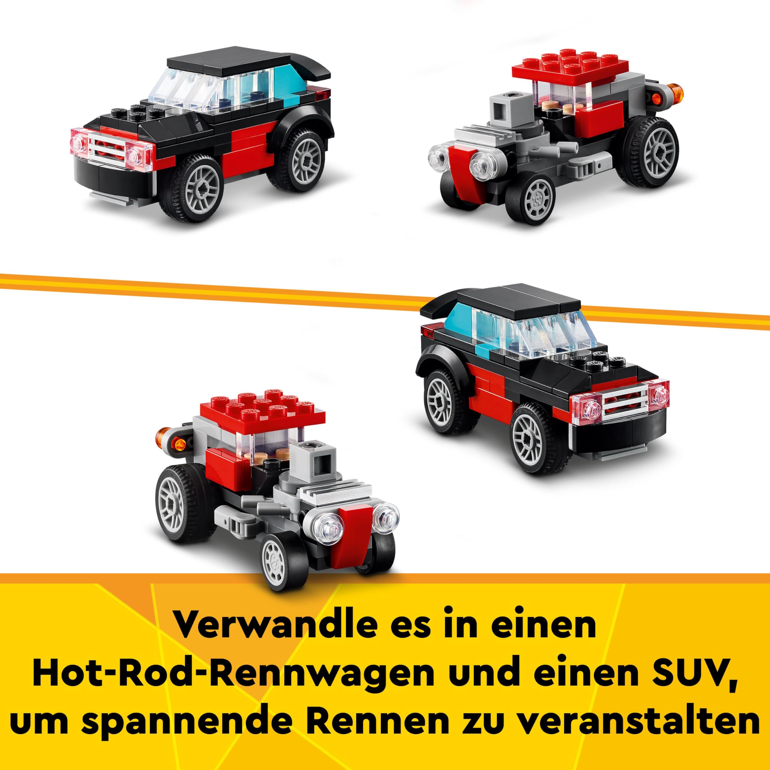 LEGO Creator 3in1 Flatbed Truck with Helicopter Toy to Propeller Plane and Fuel Lorry to Hot Rod and SUV Car Toys for 7 Plus Year Old Boys, Girls and Kids who Love Cool Vehicles, Gift Idea 31146 5