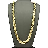 Fashion 21 Hip Hop 80' Unisex Rapper's 8, 10, 12mm Hollow Rope Chain Necklace in Gold, Silver Tone