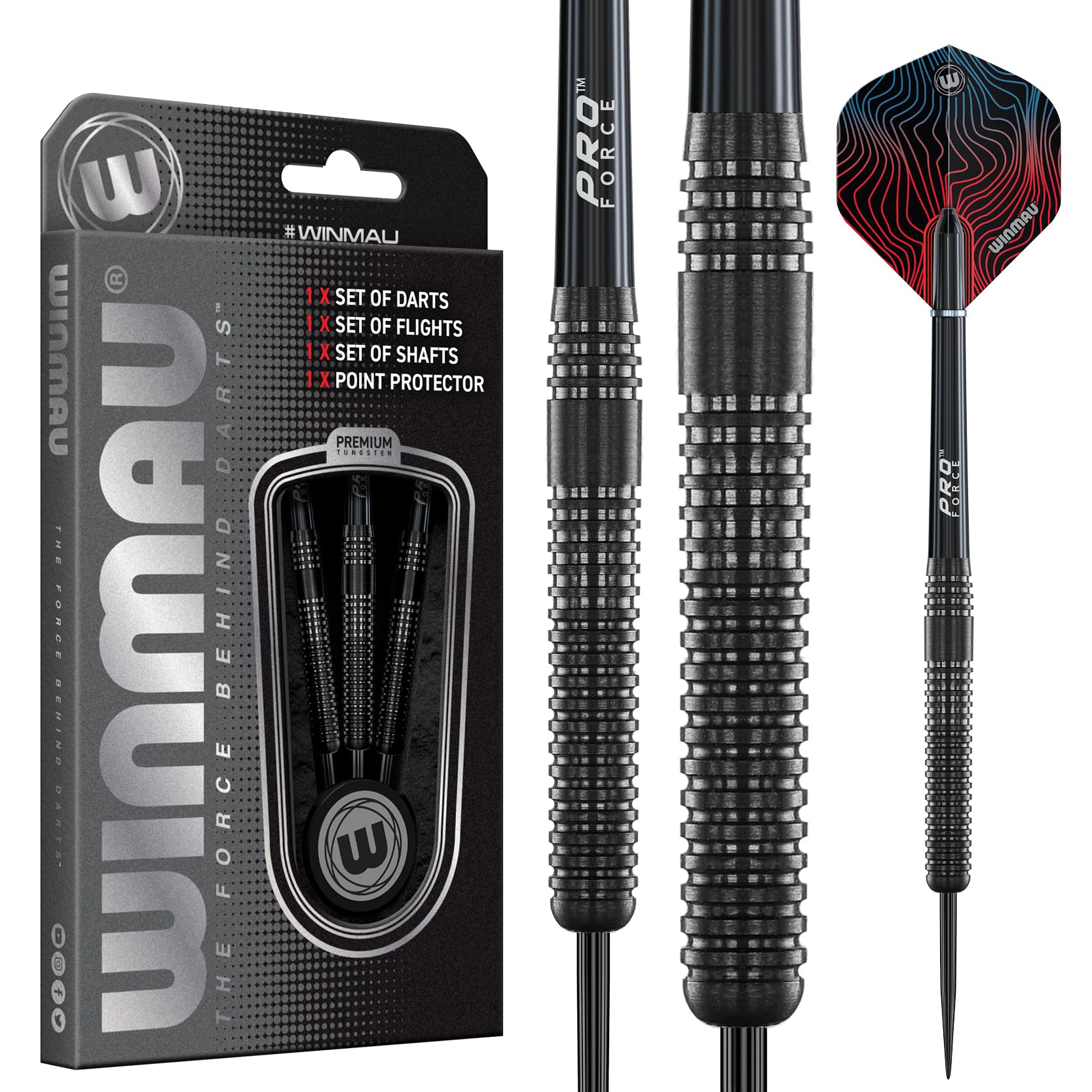 WINMAU Darts - Solaris Pro Series | Specialist Tungsten Steel Tip Darts Set | Solaris Pro 23G | Includes Flights and Shafts (Stems)