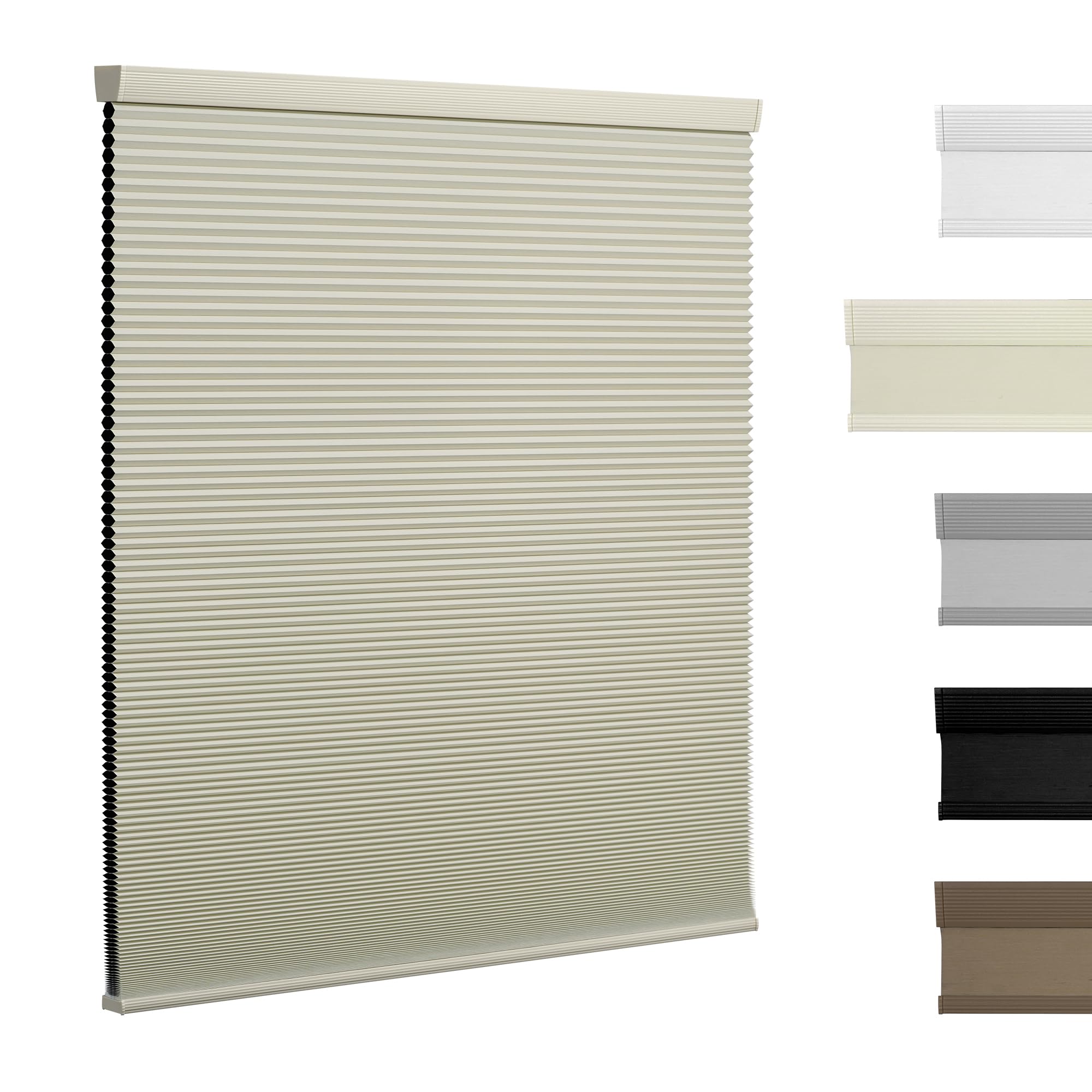 Boolegon Blackout Cellular Shades Cordless Pull Down Cellular Blinds Thermal Insulated Honeycomb Blinds for Windows, Beige, 16" W x 56" H