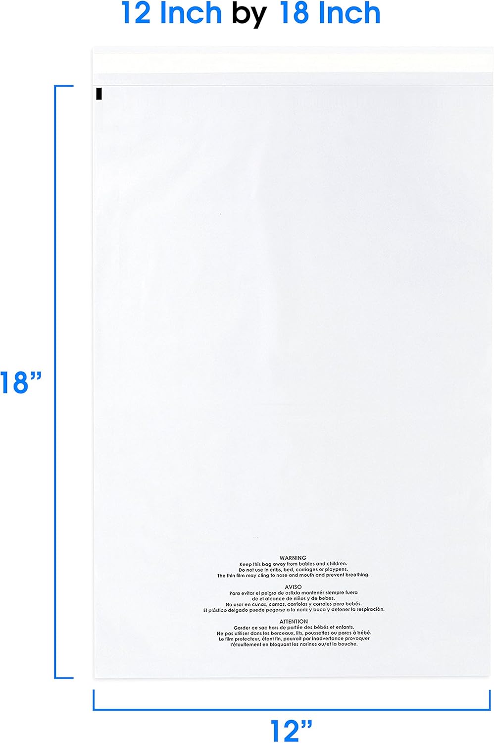 Spartan Industrial - 12” X 18” (200 Count) Self Seal Clear Poly Bags with Suffocation Warning for Packaging, Clothes & FBA - Permanent Adhesive : Office Products