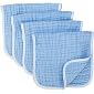 Muslin Burp Cloths Large 20 by 10 Inches 100% Cotton 6 Layers Extra Absorbent and Soft 4 Pack Blue