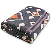 PuTian Merino Wool Blanket - 87" x 63" Thick Warm Soft Large Bed Throw - Great for Camping, Outdoors, Travel, Car, Couch, All Seasons, Grey Chcek