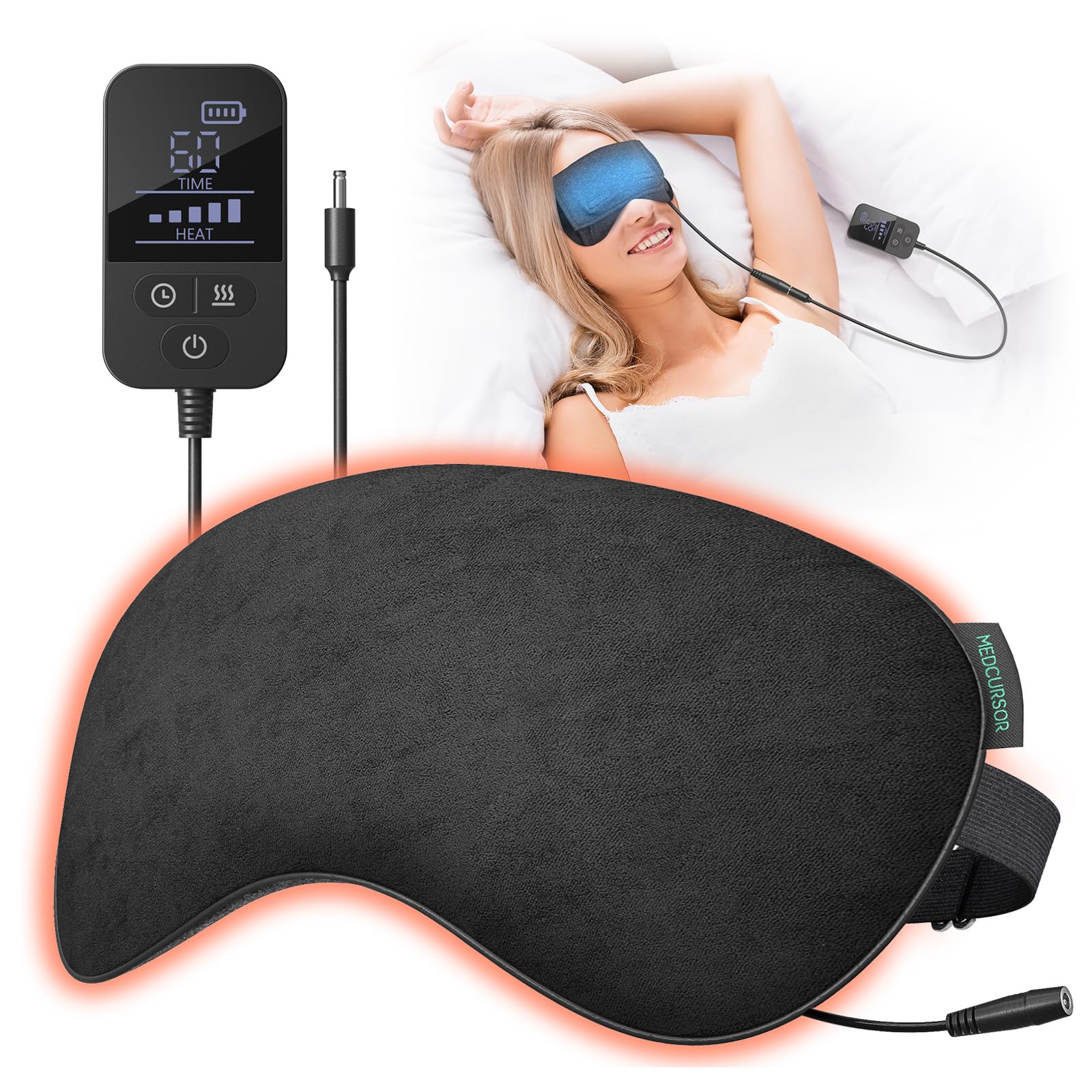 Photo 1 of Heated Eye Mask - Medcursor Rechargeable Electric Eye Mask for Dry Eyes, 2500 mAh Large Battery & Washable Cover, Eye Pad for Sleeping, Skincare, Relax Eye Fatigue