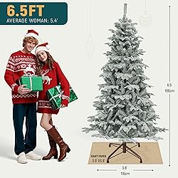 YITAHOME Pre-Lit Flocked Artificial Christmas Tree