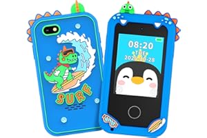 KAKTIN Kids Smart Phone Toy for Boys, Touchscreen Learning Toy Phone for Kids Ages 3-8, Educational Pretend Phone with Dual Camera, Music, Games, ABC Learning & Habit Reminder, Boys Birthday
