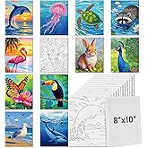 Tinlade 12 Pcs Pre Drawn Canvas for Painting Stretched,Animal Style | 7.9x9.8in Outline Canvases Ready to Paint, Acrylic-friendly for Adults Beginners, DIY Art Boards with Stretched Frames