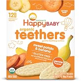 HAPPY BABY Gentle Teething Wafers, Sweet Potato &amp; Banana, 12ct (6 Boxes) | USDA Organic Baby Snack, Easy-dissolving Wafers Made with Jasmine Rice Flour, Soothes Gums, No Artificial Flavors, Non-GMO